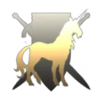 Unicorn Infront of Shield with Swords Corporation