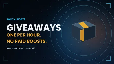 EVE Online Giveaway Policy: One Per Hour, No Paid Boosts