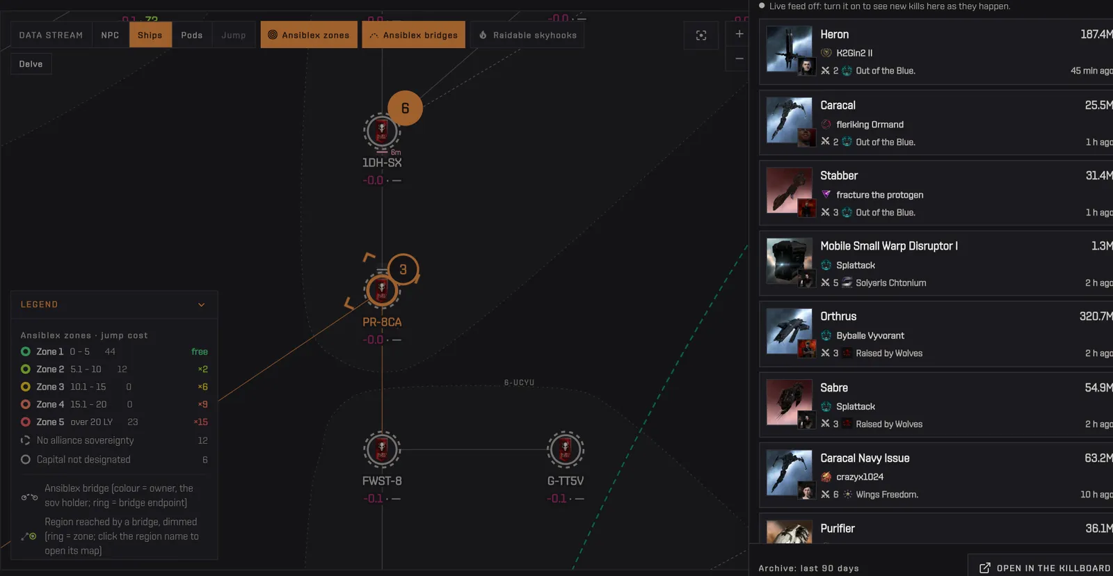 The kills drawer of PR-8CA opening over the map