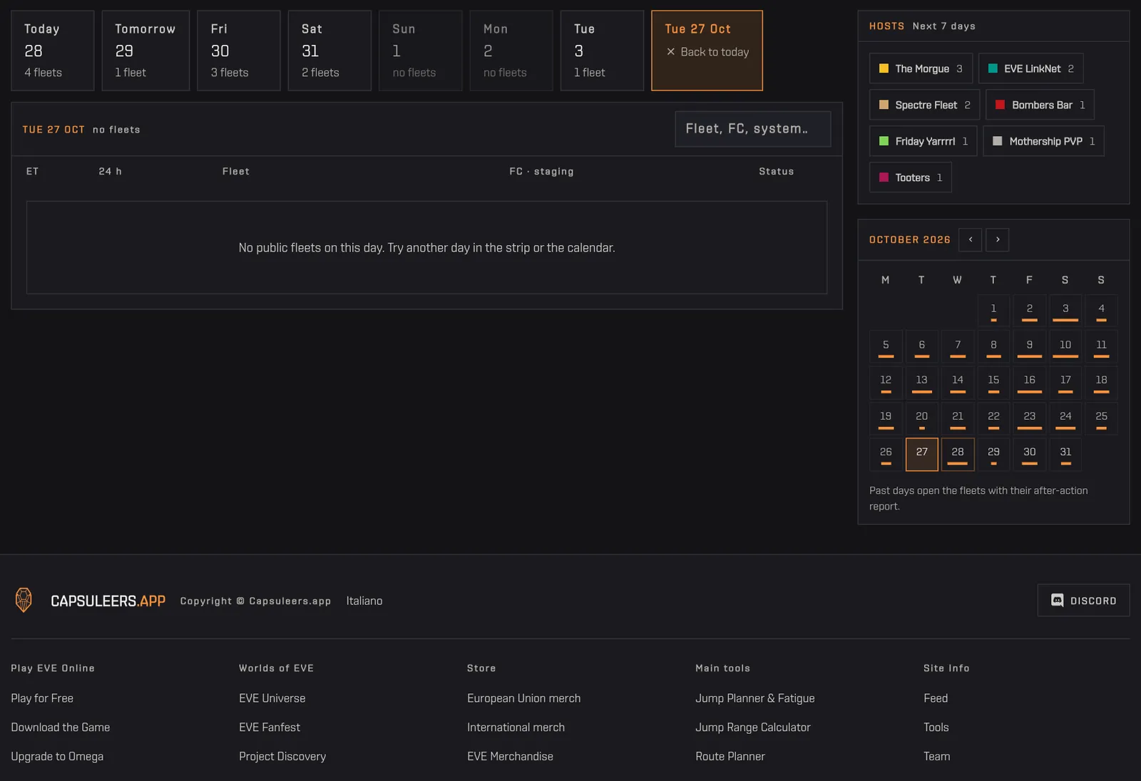 Clicking yesterday in the calendar opens its ended fleets with their report links