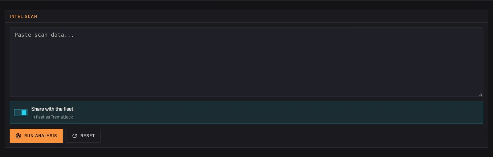 The names box with the «Share with the fleet» switch on for TremalJack